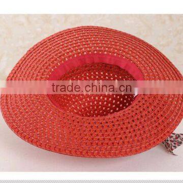 QXSH0055D Red Strip Straw Beach Hat for Women Fedora photo-3