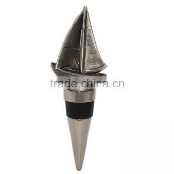 Ocean Life Sailing boat metal top red wine stopper