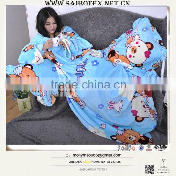 cartoon printed softextile snuggie fleece adults blanket