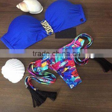 9 Years Professional Factory Printed Fish Bule Bikini Swimwear