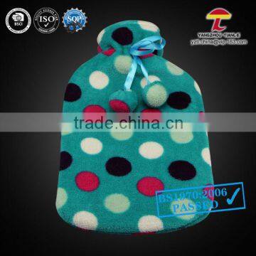 2000ml bs hot water bottle with green coral fleece cover