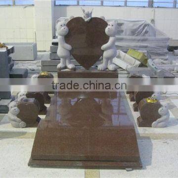 Irish angel bears carving granite children headstone