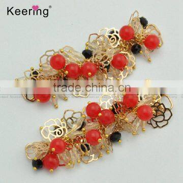 Keering colorful flower beads connecor for hair or bikini swimwear WCK-960