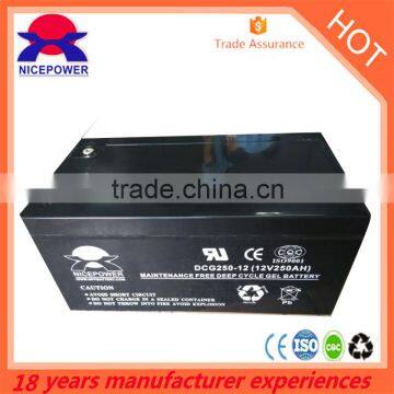 Dependable performance rechargeable solar gel battery 12v 250ah