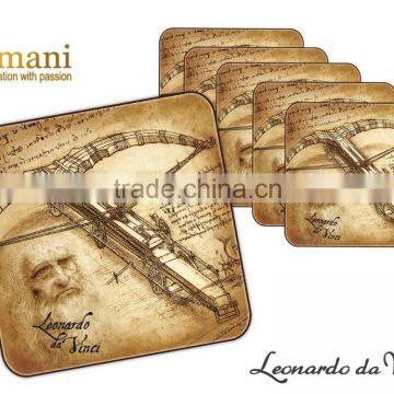 CARMANI Cork coaster with LEONARDO DA VINCI art
