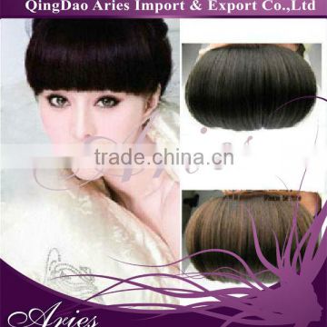 natural black color can be curled and dyed black hair bangs