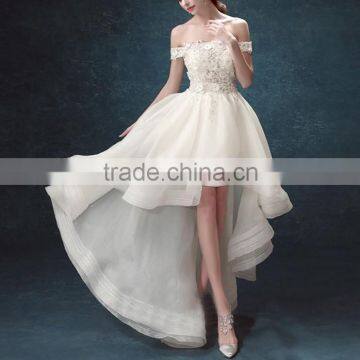 Top Quality Fashion Sexy New Coming short front long back prom dress in white