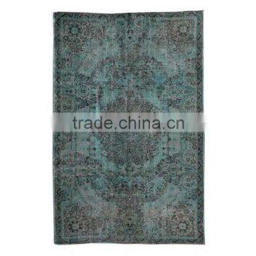 Handmade Turkish Carpet - Turquoise Over-dyed Rug (9 x 5,6 feet)