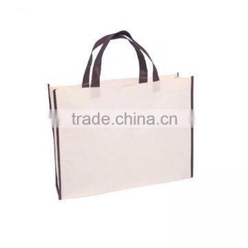 Shenzhen shopping bag handle non woven white bag with black side