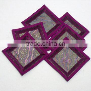 Indian Silk Table Runner With 6 Place Mats & 6 Coaster in Pink Color Size 16*62 photo-3