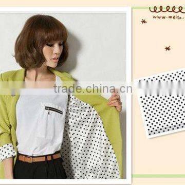 100% polyester cheap polka dots printed taffeta interlining fabric