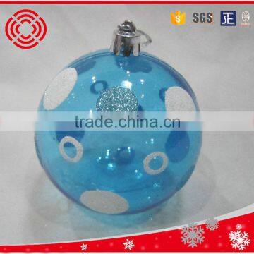 promotional lake blue transparent plastic christmas ball for tree decoratrion