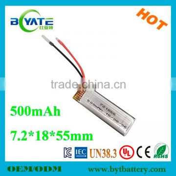 Ultra-thin safe Flexible 721855 rechargeable 3.7V lithium battery