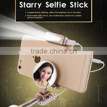 Wholesale High Quality With Remote Shutter selfie stick with mirror Wireless Monopod Bluetooth Mini Selfie Stick