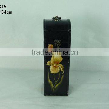 wood wine box with flower colored drawing