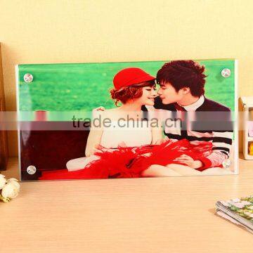 Rectangle shape glass photo frame with diamond stand made in China