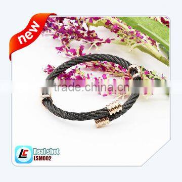 Trendy Style Fashion Leather Permanent Bracelet Stainless Steel Jewelry photo-4