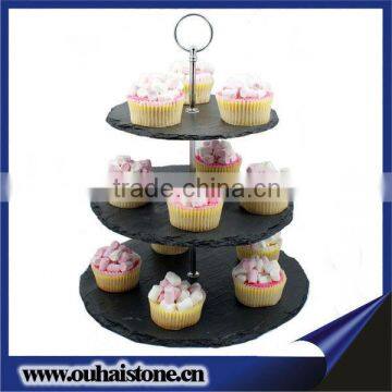 Delicious cupcake and sweets boards slate stone 3-tier cake stand