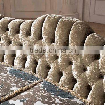 2015 European Italian New Classic Gold Foil Solid Wood Arms Fabric Sofa Set AL038 photo-3