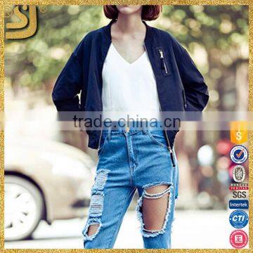 Black Sports Zipper Varsity Jacket