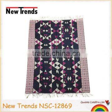 Pink combo triangle & hexagram pattern winter shawl woven scarf