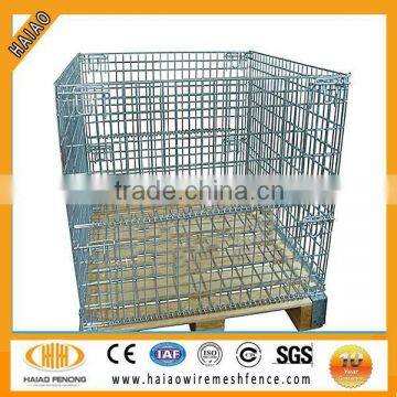 Galvanized foldable rectangular steel wire mesh pallet cage