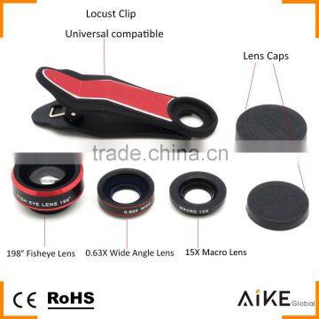 For IPhone 6S Samsung HTC LG Huawei Xiaomi Camera Lens 198 Degree Fisheye 0.63X Wide-angle Lens 20X Macro Lens 3in1 Lens Kit photo-2