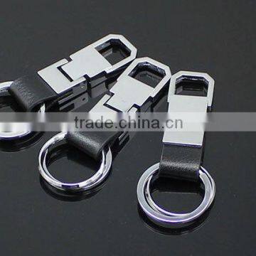 Car leather keychain /cheap car leather keychain with double ring