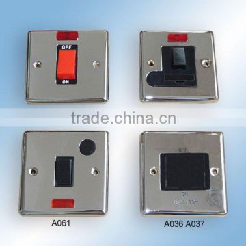 A071 A112 A061 A037 Pressed Polished Chrome Wall Switch and Socket