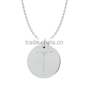 Silver/Brass in 14k White Gold or Rose Gold Collection in Italics Alphabet 'T' Customize Design Pendants