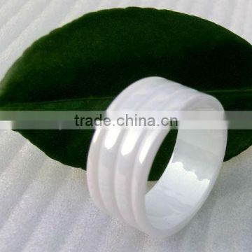 Fancy White ceramic rings for women with multi faced and high polished