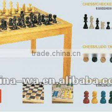 wood board game toy chess checkers and table set