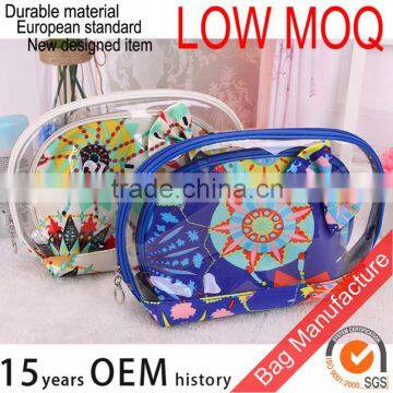 New clear vinyl blue makeup travel organizer bag set