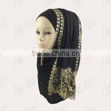 Fashion Graceful Wholesale New Style Lace Charming Shawl Wrap Viscose Shimmer Hijab Glitter Scarf photo-4