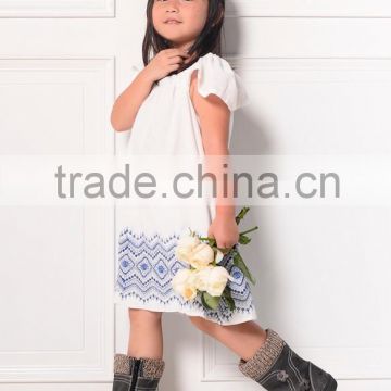 Girls Dress Fabric Feet First Bucket Side Embroideed Hand children