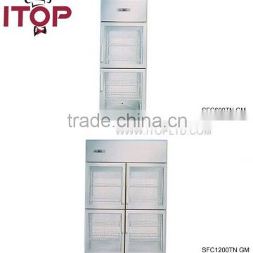 stainless steel body refrigerated glass door cabinet