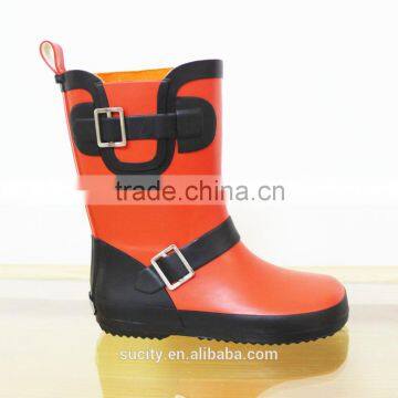 new products 2015 cheap kids rubber rain boots with buckle