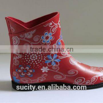 color change magic floral red ankle girls flat rubber rain boots