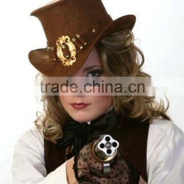 BULL-HIDE LEATHER STEAM PUNK TOP HATS FOR WOMEN