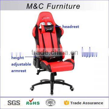 Comfortable customer logo printed racing chair with lumbar support