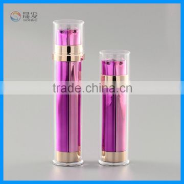 Round cosmetic double tube pump bottle