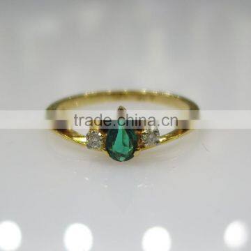 Diamond Gold Ring With Green Hydro 14K