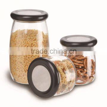 SINOGLASS 3 Pcs Plastic Lid Clear Glass Storage Jar Set