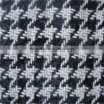 black and white plaid with golden thread wool fabric