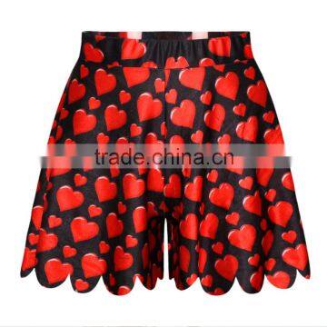 Plus Size Women Running Shorts Heart Sublimation Pants N14-31