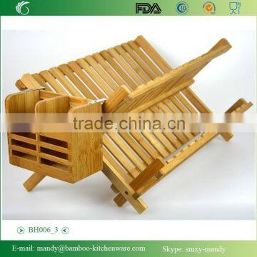 BH006 Foldable Bamboo Dish Rack, Bamboo Kitchenwares Rack photo-4