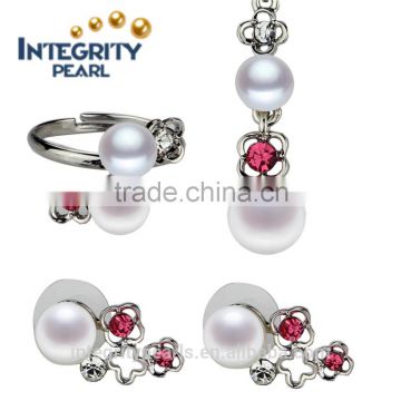 Freshwater pearl set 8mm AAA button best pearl set