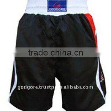 Provide Maximum Mobility Wide Waist Belt Satin Material Black Men Kick Boxing Shorts