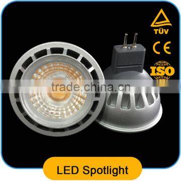 CE ROHS Listed MR16 COB LED spotlight GU5.3 5W Aluminum Alloy LED Spotlight 15/24/36/60Degree with 2years Warranty