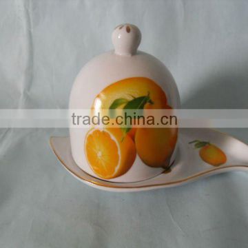 porcelain lemon butter dish with cover